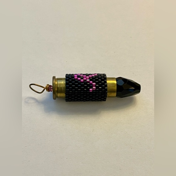 Cancer Awareness Black and Pink Beaded Pendant - Picture 6 of 9